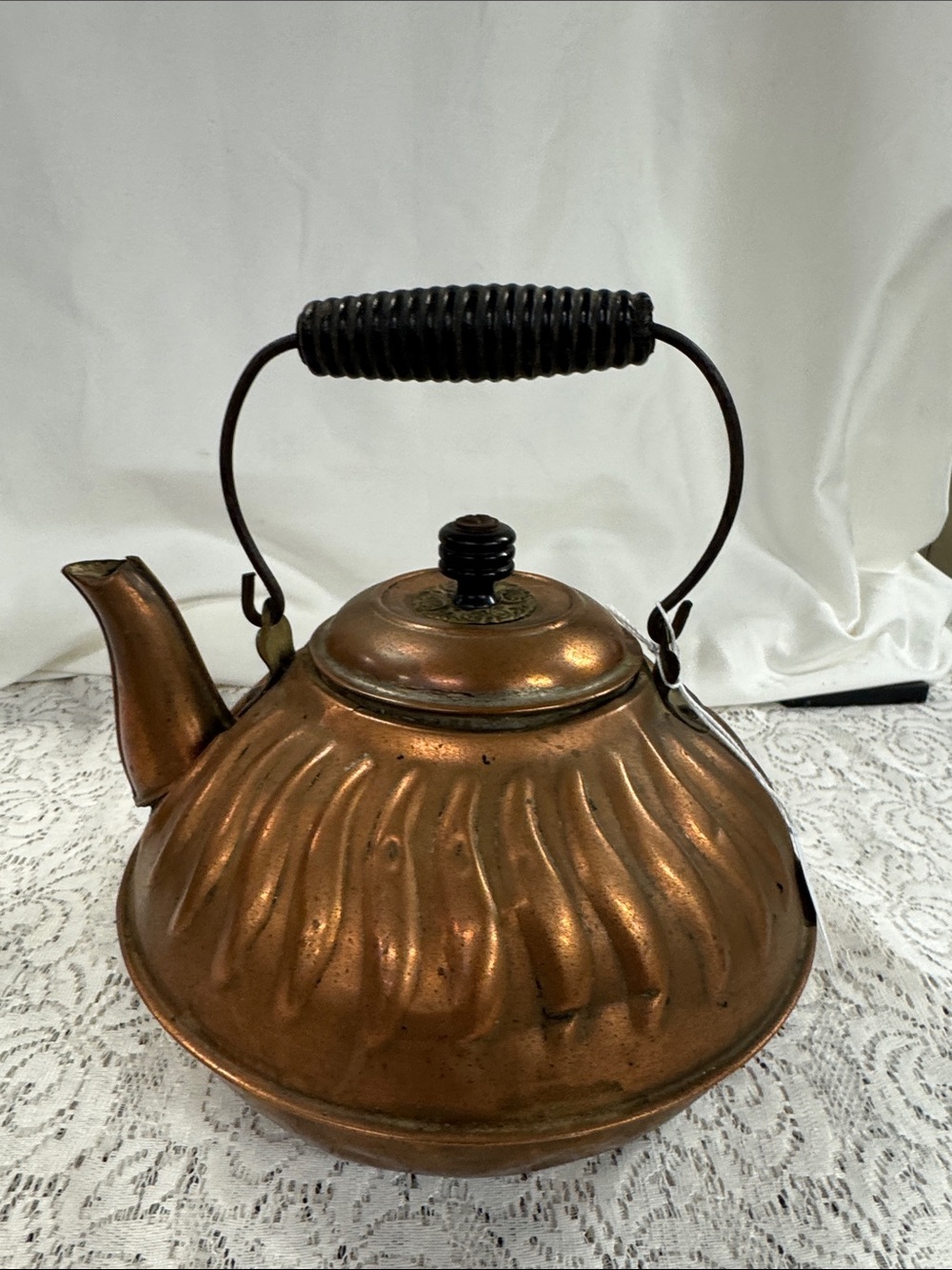 Vintage Copper Teakettle with Black Handle - Home Kitchen